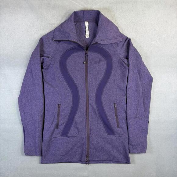 Jackets & Blazers - Lululemon In Stride Jacket Womens 6 Heather Purple Full Zip Stretch Gym Yoga